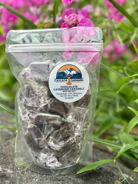 Chocolate Lavender Caramels with Sea Salt - 25pc. bag