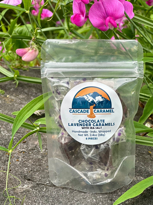 Chocolate Lavender Caramels with Sea Salt - 6pc. bag